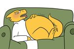 alphys ask-glutton-alphys belly big_belly blush eyewear glasses hand_on_stomach lizard post_vore reptile scalie stomach_noises undertale video_games vore yellow_skin 