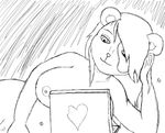  anthro bear big_breasts breasts computer female fur mammal missfainte monochrome no_clothes nude panda 