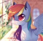  day detailed_background equine feathered_wings feathers female feral friendship_is_magic gianghanez2880 hair mammal multicolored_hair my_little_pony pegasus rainbow_dash_(mlp) rainbow_hair smile solo window wings 