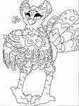  &lt;3 avian beak bird feathered_wings feathers female half-closed_eyes markings monochrome smile talons thekatdragon49 theresa_nomura wings 