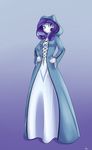  2017 alasou anthro anthrofied blue_eyes clothed clothing dress equine female friendship_is_magic fully_clothed gradient_background hair hi_res horse looking_at_viewer mammal my_little_pony pony purple_hair rarity_(mlp) simple_background smile solo 