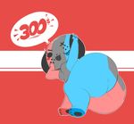  alternate_color animate_inanimate anthro big_butt blush breasts bulumble-bum butt canine dog eyelashes featureless_breasts female huge_butt mammal nintendo_switch one_eye_closed pawpads solo speech_bubble switch_dog 