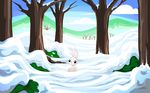  angel_(mlp) day detailed_background feral friendship_is_magic fur lagomorph male mammal my_little_pony mysticalpha outside rabbit snow solo tree white_fur 