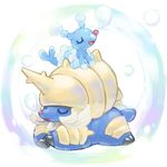  brionne bubble cute duo eyes_closed mammal marine nintendo pinniped pok&eacute;mon samurott seal sitting size_difference sleeping utsuki_maito video_games 