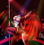  anthro clothed clothing dragon excitedcargoyle fangs female horn looking_at_viewer open_mouth pole skimpy solo stripper_pole teeth tongue wide_hips wings 