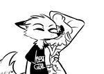  anthro body_pillow canine charlie_(weaver) clothed clothing dipstick_ears disney eyes_closed female fox inkyfrog mammal monochrome pack_street pillow simple_background solo text white_background zootopia 