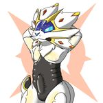  anthro anthrofied bulge clothing erection feline hands_behind_head mammal nintendo penis_outline pinup pok&eacute;mon pose rubber solgaleo soukouryu standing tight_clothing video_games 