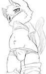  anthro blush briefs bulge cat clothed clothing clothing_lift cub erection feline hands_behind_back male mammal navel nipples saru_gundan shirt shirt_lift sketch solo standing underwear young 