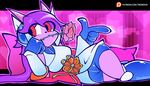  2017 anthro aquatic_dragon breasts clothed clothing dragon female freedom_planet freedom_planet_2 gloves hair horn hybrid mammal object_in_mouth pedrovin plant purple_hair rose_(flower) sash_lilac solo video_games 