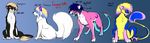  ambiguous_gender canine english_text excitedcargoyle feline fur group hair hybrid mammal sitting standing text watermark 