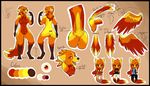 anthro avian bird canine chibi clothed clothing english_text excitedcargoyle feathered_wings feathers female hybrid looking_at_viewer mammal model_sheet nude smile solo text wings 