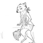  anthro canine clothed clothing dipstick_ears dipstick_tail disney fox fur half-closed_eyes male mammal monochrome mrs_wilde multicolored_tail replytoanons solo virgin_killer_sweater zootopia 