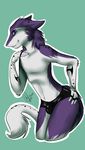  anthro bulge clothed clothing excitedcargoyle fur looking_at_viewer male sergal smile solo topless underwear 