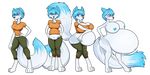 areola belly big_belly big_breasts black_nose blue_fur blue_hair blue_nipples blush breasts canine clothed clothing female fox fur hair hand_on_stomach hyper_pregnant mammal navel nipples nude partially_clothed pregnant riddleaugust sequence white_fur 