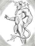  big_penis feline fire fmonkey leo lion male mammal muscular penis solo thick_penis traditional_media_(artwork) 