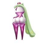  alpha_channel anthro butt digital_media_(artwork) draquarzi eyelashes female flora_fauna green_hair hair hand_on_hip humanoid looking_back nintendo not_furry plant pok&eacute;mon pseudo_clothing pussy simple_background solo transparent_background tsareena video_games wide_hips 