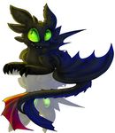 chibi claws dragon feral green_eyes how_to_train_your_dragon lying male membranous_wings night_fury plaguedogs123 simple_background smile solo spines toothless white_background wings 