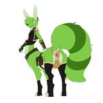  anus canine clothed clothing crotch_plate fox fur hair halbean male mammal puffy_anus simple_background solo standing taur white_background 