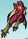  2017 abs absurd_res anthro areola armpits avian beak big_breasts bird blaziken blonde_hair blue_eyes breasts chest_tuft digital_media_(artwork) feathers female fur hair hi_res long_hair looking_at_viewer navel nintendo nipples non-mammal_breasts nude pok&eacute;mon pubes red_fur simple_background solo talons thick_thighs tomol6 tuft video_games wide_hips 