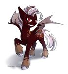 bat_pony cutie_mark equine fan_character female feral hair hooves jay-kuro mammal membranous_wings my_little_pony nude red_eyes simple_background smile solo standing white_background white_hair wings 