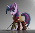  2017 bioshock clothed clothing cosplay duskie-06 equine eyelashes friendship_is_magic horn mammal my_little_pony purple_eyes simple_background smile standing twilight_sparkle_(mlp) unicorn video_games 