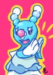  2016 brasiopkmn_(artist) brionne cute fangs female feral happy looking_at_viewer mammal marine nintendo open_mouth outline pink_background pinniped pok&eacute;mon pose signature simple_background solo video_games 