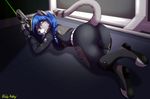  anthro black-husky blue_hair braided_hair camel_toe clothed clothing detailed_background feline female gun hair holding_object holding_weapon leopard mammal ranged_weapon saber-toothed_cat smile solo weapon 