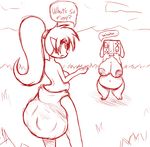  anthro areola belly big_belly breasts canine carnivorousvixen dialogue diaper dog duo ear_piercing english_text feces female genie grass humanoid mammal messy_diaper nintendo_switch nipples piercing ponytail scat shantae shantae_(series) soiling switch_dog text 