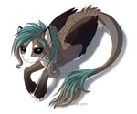  black_eyes blue_eyes brown_feathers equine feathered_wings feathers female feral fur grey_fur hooves hybrid jay-kuro looking_at_viewer mammal pegasus simple_background solo white_background wings 
