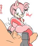  amy_rose anthro anus balls bottomless breasts butt captainjingo clothed clothing dialogue dress english_text eyelasehs faceless_male female fur green_eyes hedgehog human human_on_anthro interspecies male male/female mammal penetration penis pink_fur pussy simple_background smile solo_focus sonic_(series) text vaginal vaginal_penetration white_background 