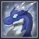  2017 blue_fur bust_portrait dragon ears_back feral fluffy fur furred_dragon horn long_mouth lothar male multicolored_fur portrait rimentus solo white_fur 