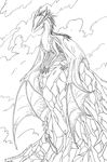  ambiguous_gender claws day dragon feral hair jay-kuro line_art membranous_wings nude outside smile solo standing wings 