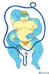  anchor anthro clothed clothing crocodile crocodilian front_view grumpyfloof hat hi_res holding_belly looking_at_viewer lying makara male muscular on_back pecs reptile scalie signature simple_background slightly_chubby solo speedo spread_legs spreading swimsuit tokyo_afterschool_summoners 