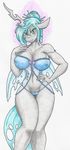  2017 absurd_res anthro anthrofied breasts changeling cleavage clothed clothing eyewear fangs female flicker-show friendship_is_magic glasses green_eyes green_hair hair hair_bun hi_res horn lingerie mature_female my_little_pony panties queen_chrysalis_(mlp) ring slit_pupils solo thong traditional_media_(artwork) underwear wedding_ring wings 