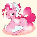  2017 akainu7 blue_eyes blush equine female feral friendship_is_magic fur hair horse looking_at_viewer mammal my_little_pony pink_fur pink_hair pinkie_pie_(mlp) pony smile solo towel wet 
