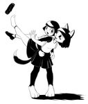  2016 anthro black_fox breasts canine clothed clothing duo female fox fur hair human jt-metalli mammal nastypoke_(character) simple_background skirt square_crossover white_background 