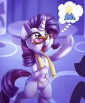  cutie_mark equine eyewear female feral friendship_is_magic fur glasses hair horn mammal my_little_pony navel open_mouth purple_hair rarity_(mlp) smile solo thediscorded tongue unicorn white_fur 