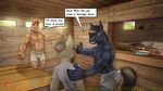  2017 5_fingers abs anthro biceps big_eyes biped black_fur black_nose brown_eyes brown_fur brown_hair brown_mane bulge cat cel_shading cheek_tuft clothed clothing coal_(catastrophe) comic curious cute day depth_of_field detailed_background dialogue digital_media_(artwork) english_text equine eye_through_hair eyebrows facial_markings faf farm feet feline front_view fur fur_markings fur_tuft gesture group hair hair_over_eye happy hooved_fingers hooves horse humanoid_feet humanoid_hands hurricane_(catastrophe) innuendo inside kitchen larger_male light long_hair looking_at_another male mammal mane mane_hair manly markings milo_(catastrophe) multicolored_fur muscular muscular_male navel nipples open_mouth pecs raised_arm rear_view shirt shorts size_difference smaller_male smile snout speech_bubble spoon standing table teeth text text_box thick_eyebrows tight_clothing toes topless translucent_hair tuft two_tone_fur url yellow_topwear 