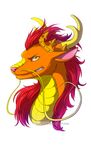  crown dragon eastern_dragon fur hair headshot jay-kuro orange_fur pink_nose red_hair simple_background smile teeth white_background yellow_eyes 