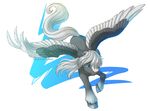  blue_eyes equine fan_character feathered_wings feathers fur grey_fur hair hooves jay-kuro mammal my_little_pony pegasus simple_background smile white_feathers white_hair wings 