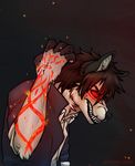  anthro bishkah291ax48 canine clothed clothing demon fur glowing glowing_eyes hair hybrid male mammal red_eyes solo 