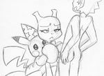  anthro bestiality breast_grab breast_squeeze breasts female feral fur group hair hand_on_breast hat hi_res human human_on_anthro interspecies legendary_pok&eacute;mon male male/female mammal mewtwo monochrome nintendo nude penis pikachu pok&eacute;mon pok&eacute;philia praiz rodent semi-anthro sex simple_background size_difference sketch smile titfuck video_games white_background 