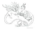  ambiguous_gender dragon duo feathered_dragon feathered_wings feathers jay-kuro simple_background smile white_background wings 