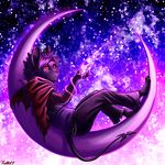  2017 ambiguous_gender anthro bat chain clothed clothing demonbatcat detailed_background magic mammal moon onene purple_theme ratte red_eyes solo star universe yagarai 