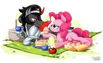  black_hair blue_eyes cutie_mark duo equine eyelashes female feral friendship_is_magic fur hair hooves horn king_sombra_(mlp) lying male mammal my_little_pony mysticalpha nude pink_fur pink_hair pinkie_pie_(mlp) red_eyes smile unicorn 