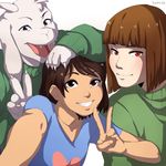  asriel_dreemurr bente36 boss_monster caprine chara_(undertale) fur goat group horn human human_focus long_ears mammal protagonist_(undertale) simple_background undertale video_games white_background white_fur 