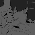  anthro canine caprine charlie_(weaver) claws crying cuddling disney duo eyes_closed female fox fur hooves lying male mammal pack_street paws remmy_cormo replytoanons sheep simple_background tears wool zootopia 