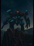  bottoms1237 glowing glowing_eye gun highres holding holding_gun holding_weapon looking_at_viewer mecha night one-eyed open_hand original science_fiction solo standing weapon 