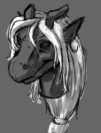 anthro dragon drqube female greyscale hair hi_res horn monochrome mythological_creature mythological_scalie mythology portrait scalie solo solo_focus solo_in_panel white_hair