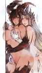  2girls black_hair breasts claws clive_rosfield female_pubic_hair final_fantasy final_fantasy_xvi frost genderswap genderswap_(mtf) grabbing grabbing_another&#039;s_breast grey_hair horns ifrit_(final_fantasy) jill_warrick large_breasts multiple_girls pointy_ears pubic_hair pussy_juice pussy_juice_trail scar scar_on_face shiva_(final_fantasy) tiara vivalewd yuri 